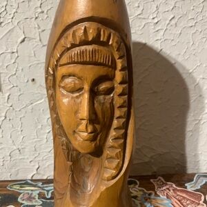 Handcrafted Virgin Mary Madonna Wooden Sculpture
